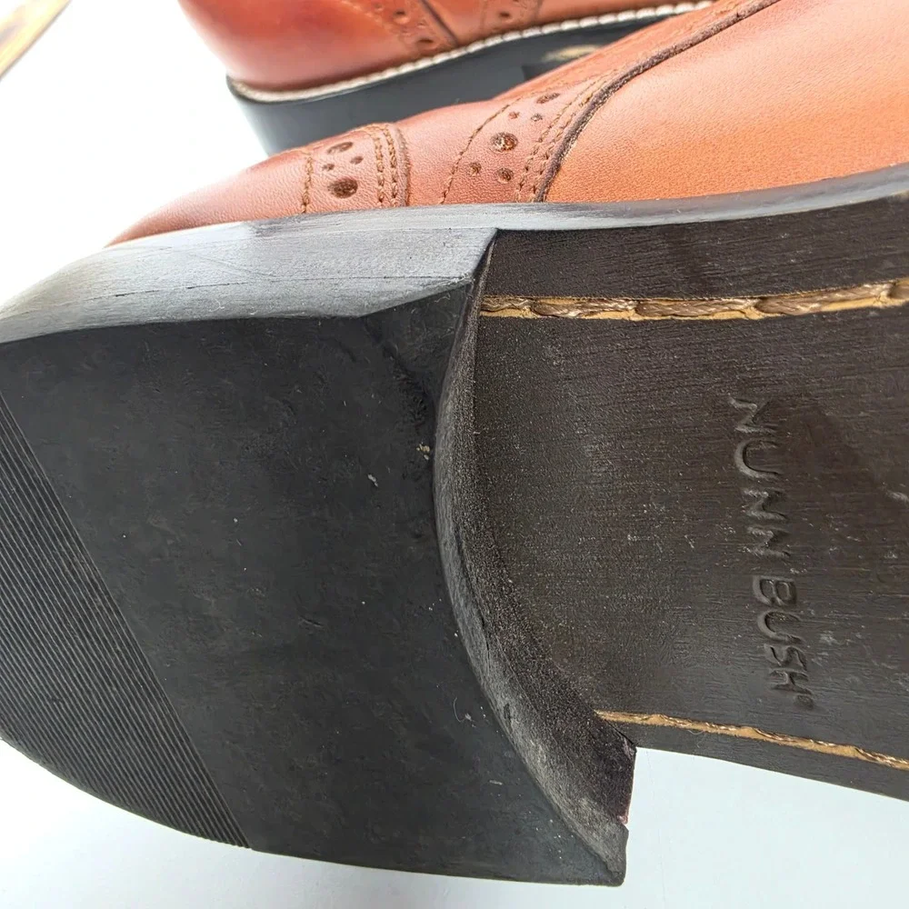 Nunn Bush Norcross Shoes Men's 10M Cognac Leather Cap Toe Oxford Dress Brogue